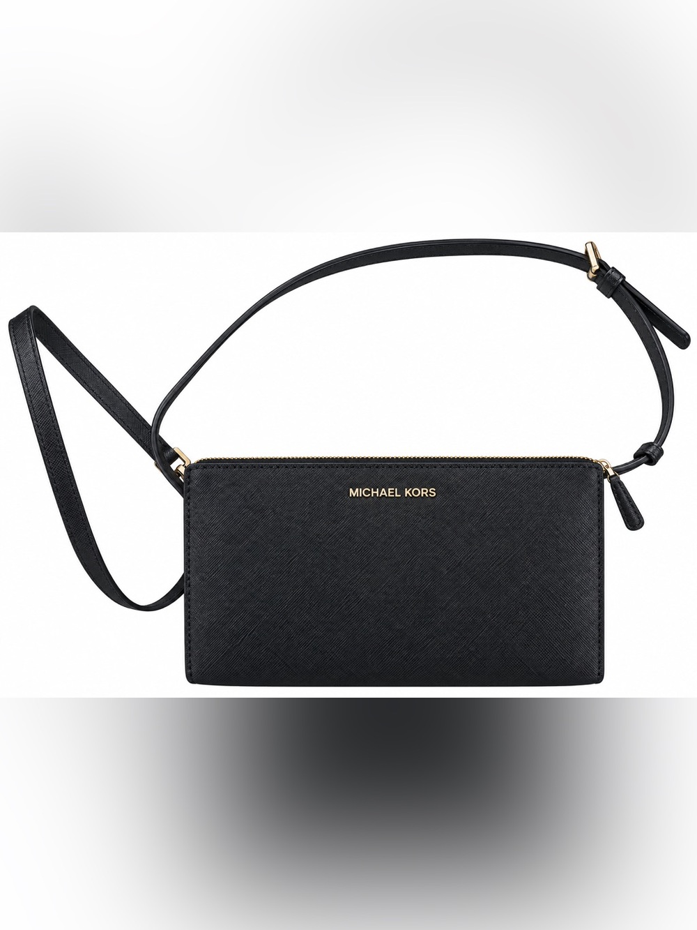 Michael Kors Black Saffiano Crossbody Bag with Gold Logo